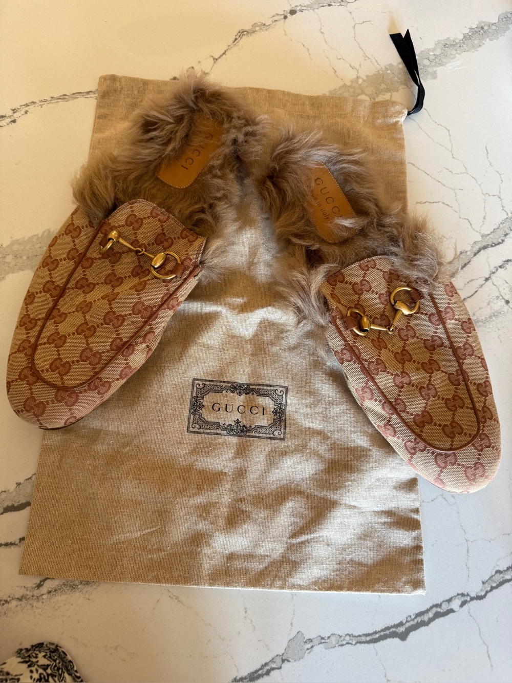 Gucci Princetown GG canvas mule loafer size 11